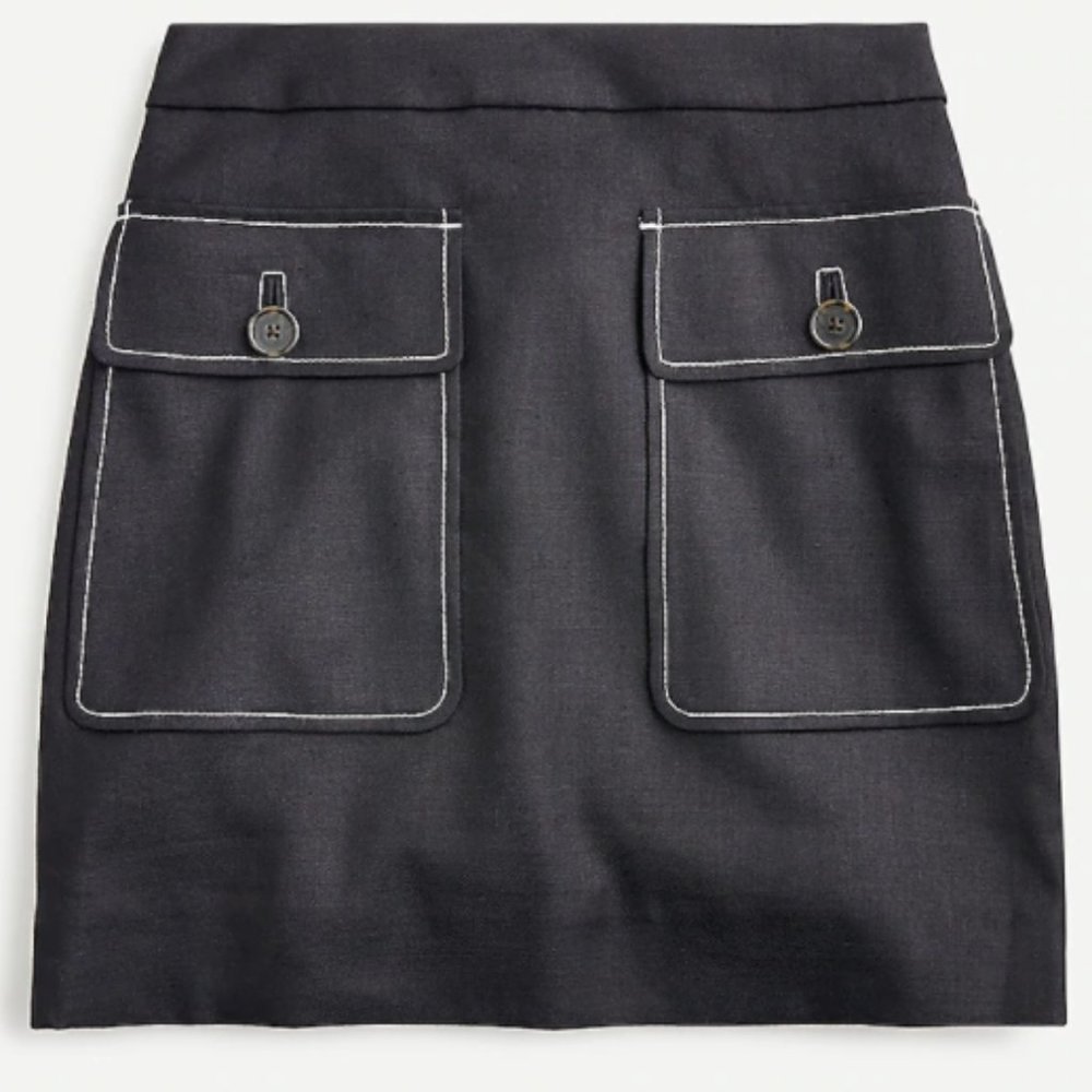 NWT J. Crew Patch Pocket Skirt in Stretch Linen